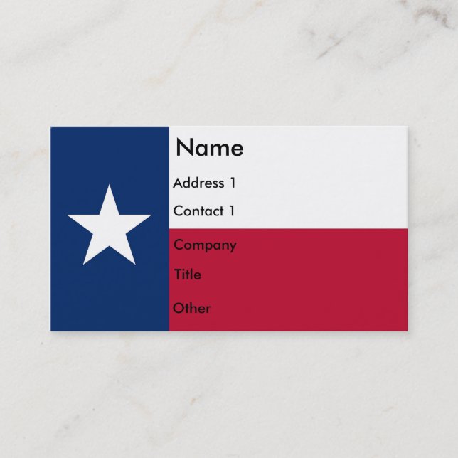 Cartão de visita com Flag do Texas U.S.A. (Frente)