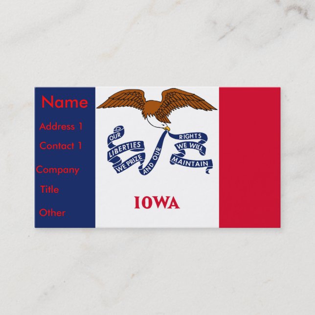 Cartão de visita com Flag of Iowa U.S.A. (Frente)