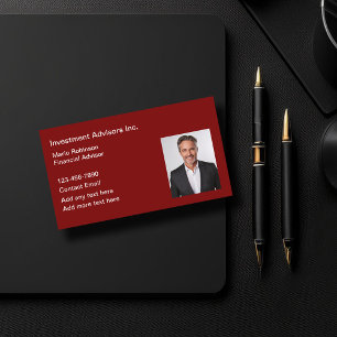 Cartão de Visita com Foto de Consultor Financeiro