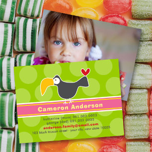 Cartão de Visita com Foto de Perfil de Crianças e 