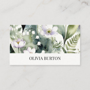 Cartão de visita com fundo de aquarela floral