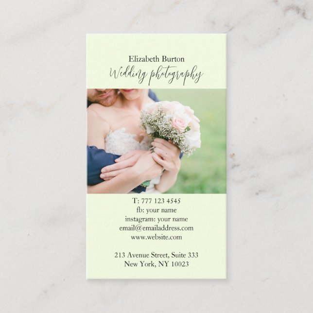 Cartão de visita com fundo fotográfico. (Frente)