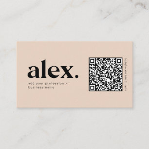 Cartão de Visita com Logo Código QR Rosa Moderno