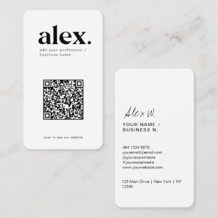 Cartão de Visita com Logotipo de Código QR Preto e