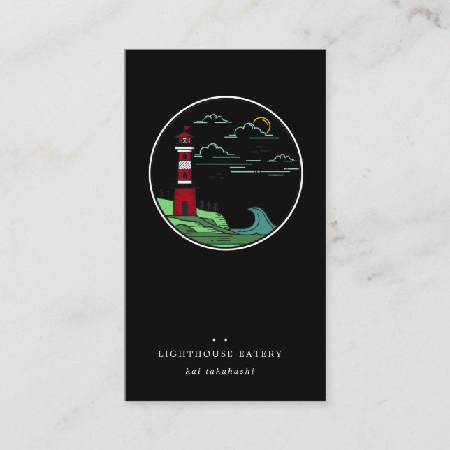 Cartão de visita com logotipo de farol náutico (Frente)