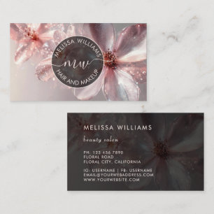 Cartão de Visita com Logotipo Floral Cor-de-Rosa B