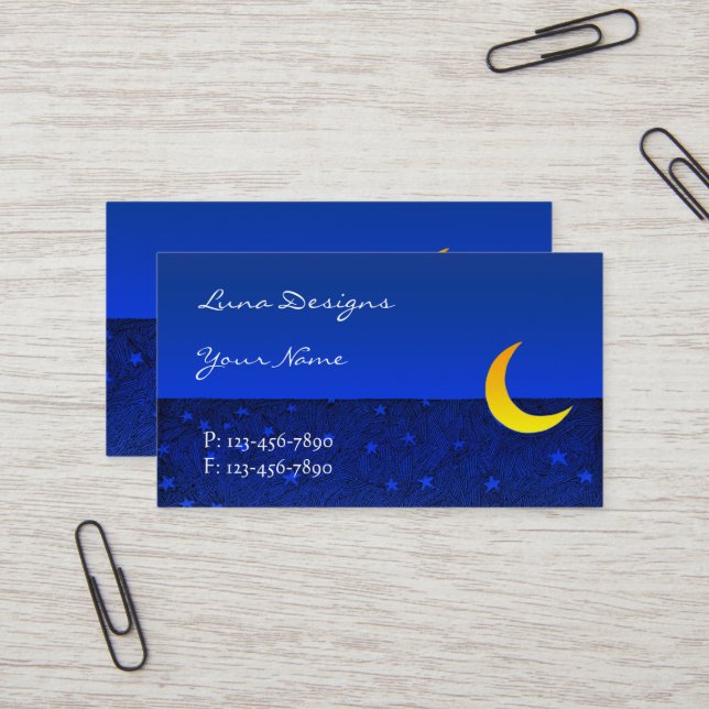 Cartão de Visita com Lua e Estrelas Gravadas (Frente/Verso In Situ)