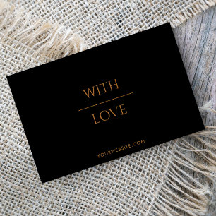 Cartão De Visita Com o Love Black & Dourado Script Obrigado