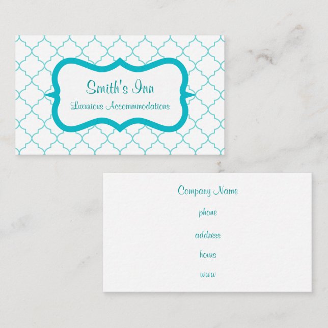 Cartão de Visita com Padrão Aqua Elegante (Frente/Verso)