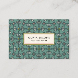 Cartão de visita com padrão de deco de arte vint