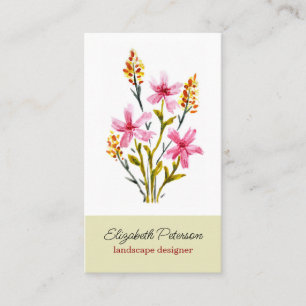 Cartão de visita com padrão de flores aquáticas.