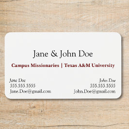 Cartão de visita com ponto para dois nomes