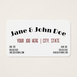 Cartão de visita com ponto para dois nomes e conta