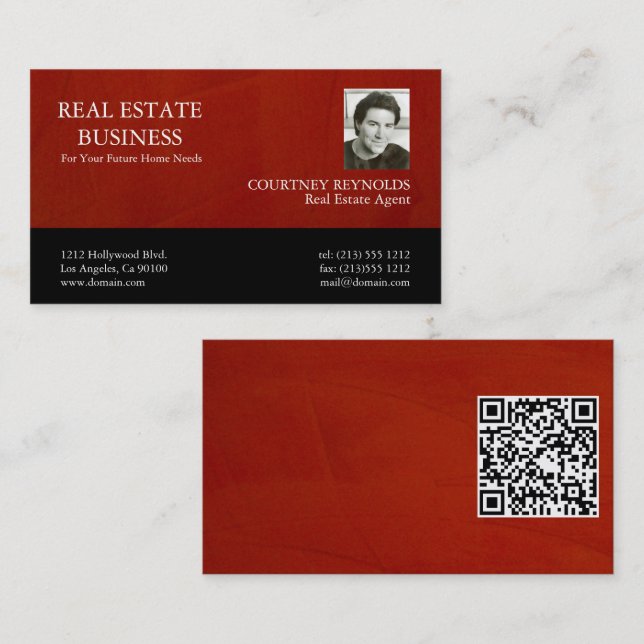 Cartão de Visita com QR Code de Corretor Marsala P (Frente/Verso)