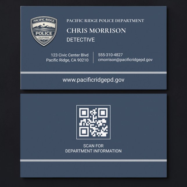 Cartão de Visita com QR Code para Oficial de Políc (Criador carregado)
