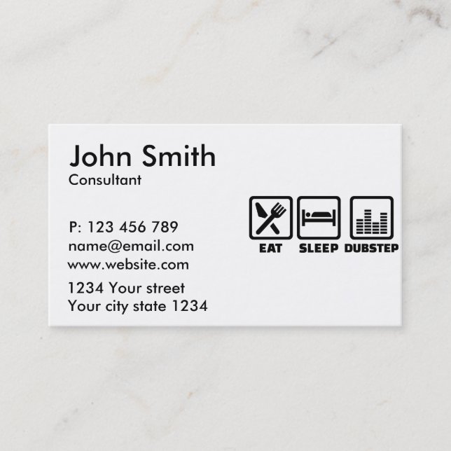 Cartão De Visita Coma o dubstep de sono (Frente)