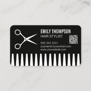 Cartão De Visita Comb Estilista de Cabelos Código QR