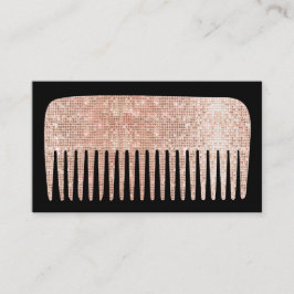 Cartão De Visita Comb Salão Dourado Rosa de Stylist de Cabelo Moder