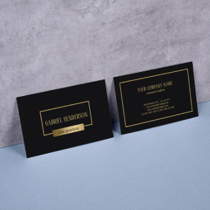 Cartão De Visita Combinação Simples Preta E Dourada