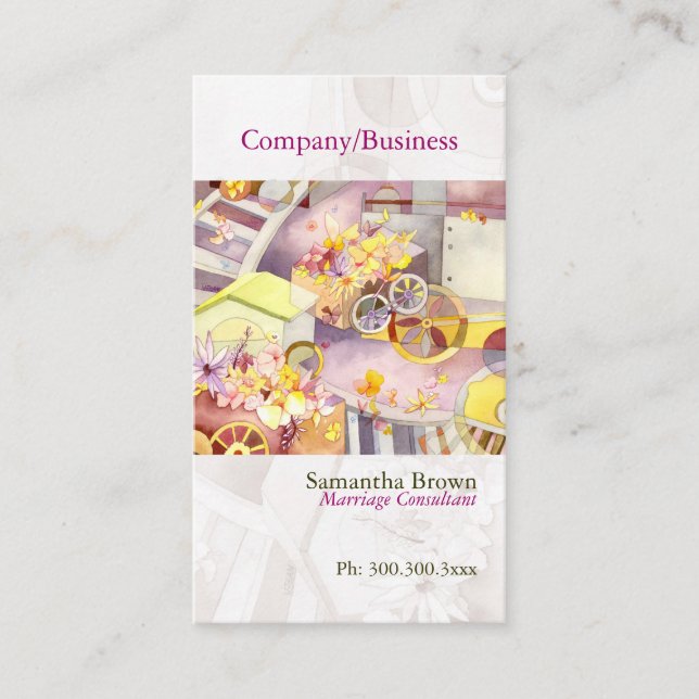 Cartão De Visita Comboio de Flores Artsy Watercolor (Frente)