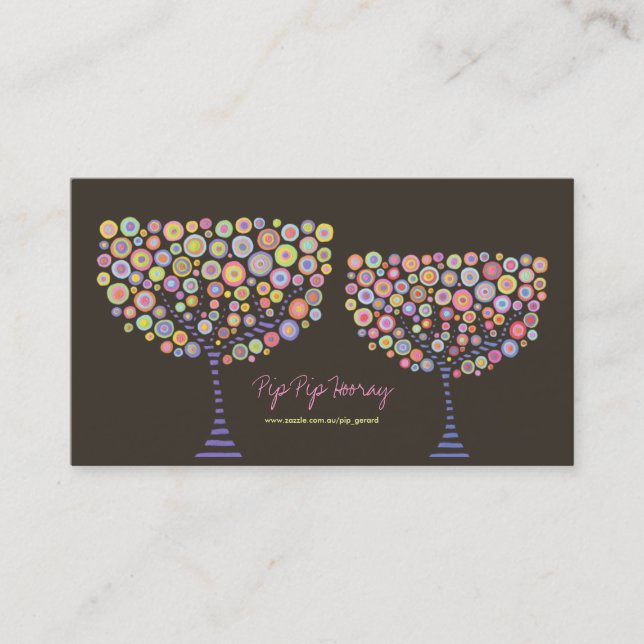 Cartão de visita Comercial Retro Color Rosa (Frente)