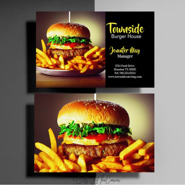 Cartão De Visita Comida Diner Beef Bacon Egg Burger House Restauran (Criador carregado)