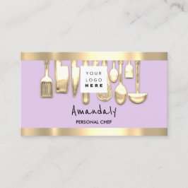 Cartão De Visita Comida do Restaurante do QRCode Personal Chef Lila