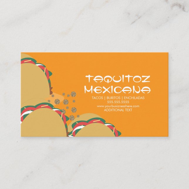 Cartão De Visita Comida Mexicana Tacos México (Frente)