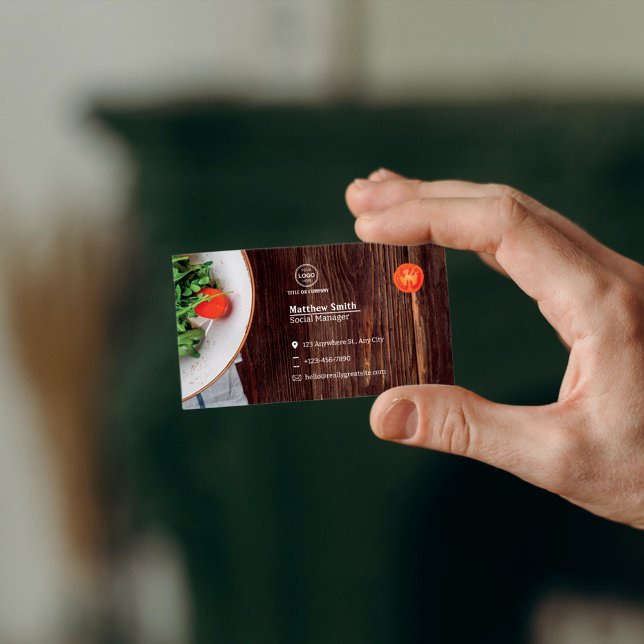 Cartão De Visita Comida Simples e Moderna Design de Chef Pessoal Sa (Simple & Modern Healthy Food Design Personal Chef Business Card)