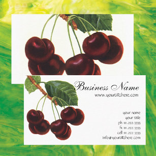 Cartão De Visita Comidas de Frutas, Cerejas de Estripagem de uma Ár