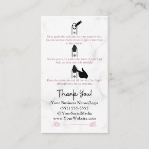 Cartão De Visita Como aplicar o comando Press-On Unhas Instructions