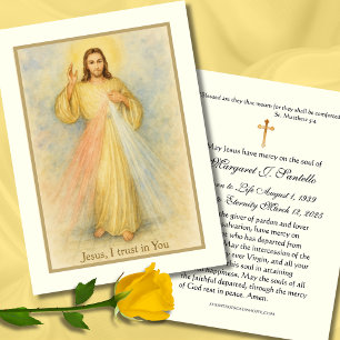 Cartão De Visita Compaixão Divino Jesus Oração Memorial Funeral