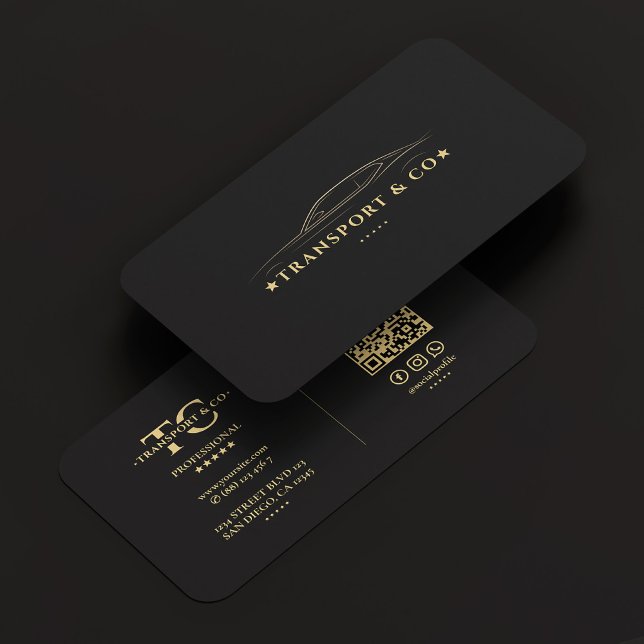 Cartão De Visita Companhia de Automóveis Elegante Black Modern (Elegant Transport Car Company Black Gold Modern Business Card
)