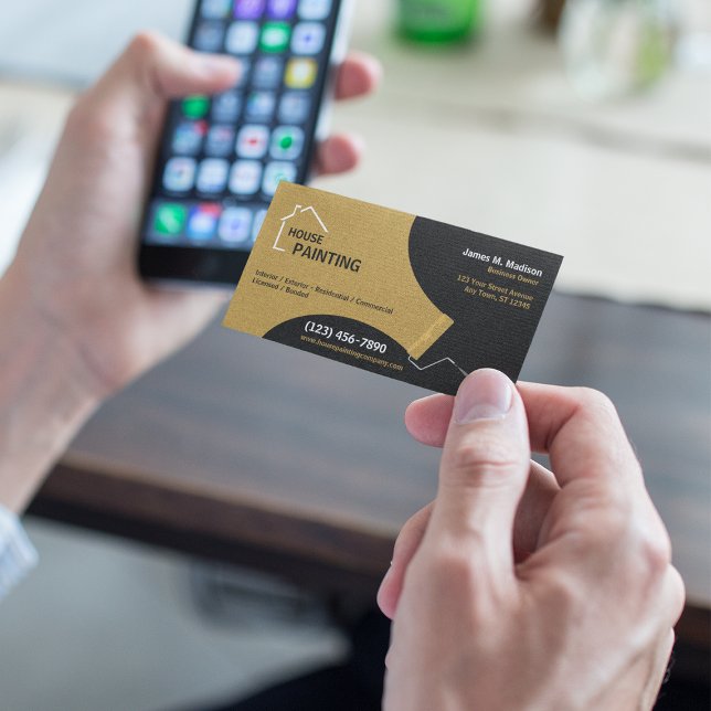 Cartão De Visita Companhia de Pintura da Casa Preta | DOURADO (Criador carregado)