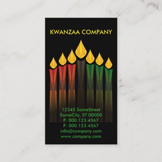 Cartão De Visita companhia de velas kwanzaa (Frente)