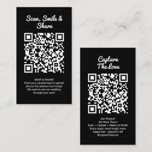 Cartão De Visita Compartilhamento de Fotos de Casamento Preto Códig