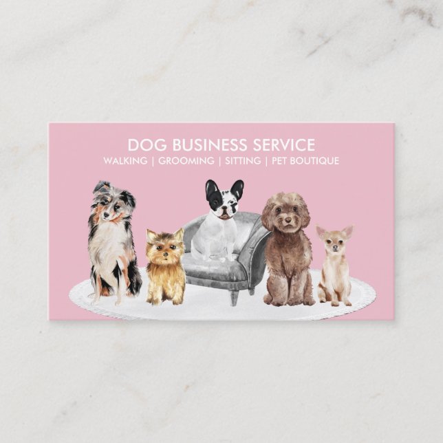 Cartão De Visita Comportamentalista Canino Rosa Branco (Frente)
