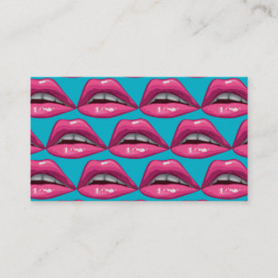 Cartão De Visita Composição cor-de-rosa dos lábios do pop art