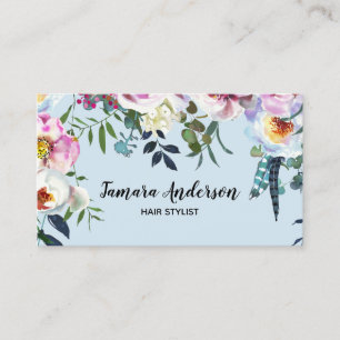Cartão De Visita Composição profissional Boho cor-de-rosa floral 