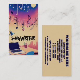 Cartão De Visita Compositor Escrevendo canções à noite