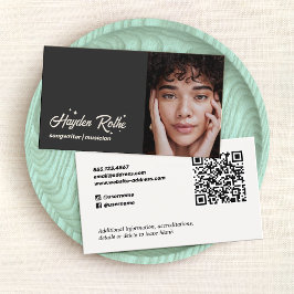 Cartão De Visita Compositor Musical Código QR Foto Preta