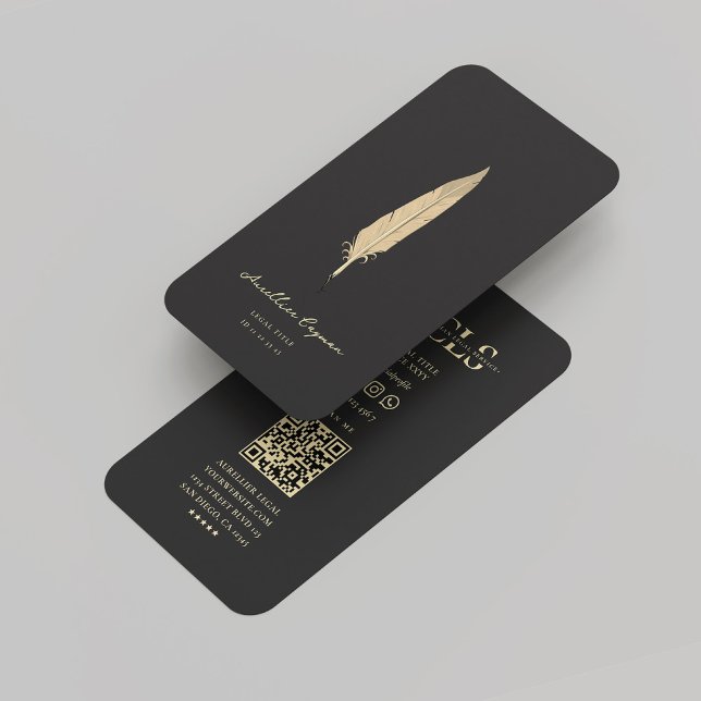 Cartão De Visita Comprimido Dourado Legal do Notário Móvel Moderno (Modern Mobile Notary Legal Black Gold Quill Business Card
)