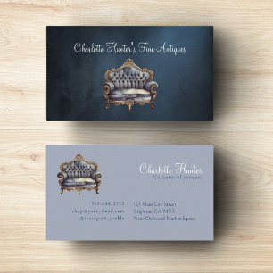 Cartão De Visita Compro antigo, sofá velho estofado, azul