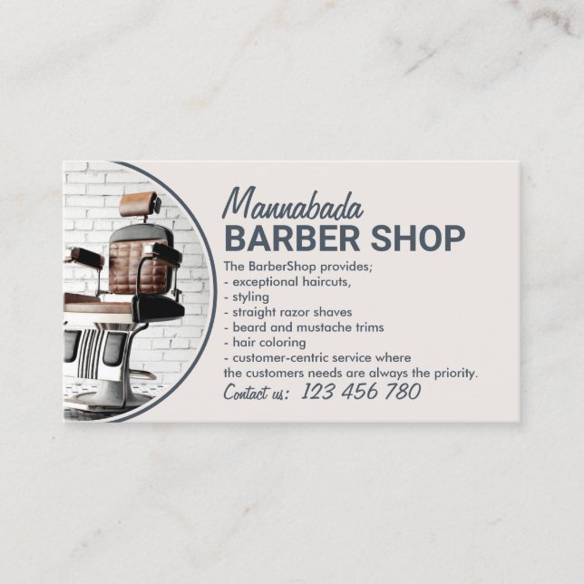 Cartão De Visita Compro Barber Beige Photo Retro Presidente Hair Sa (Frente)