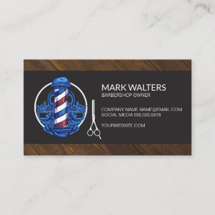 Cartão De Visita Compro Barber  Polo de barbeiro  Cortim de madeira