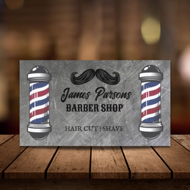 Cartão De Visita Compro Barber Stylist de Cabelo da Barbearia Retro (Retro Vintage Barbershop Hair Stylist Barber Shop Business Card)
