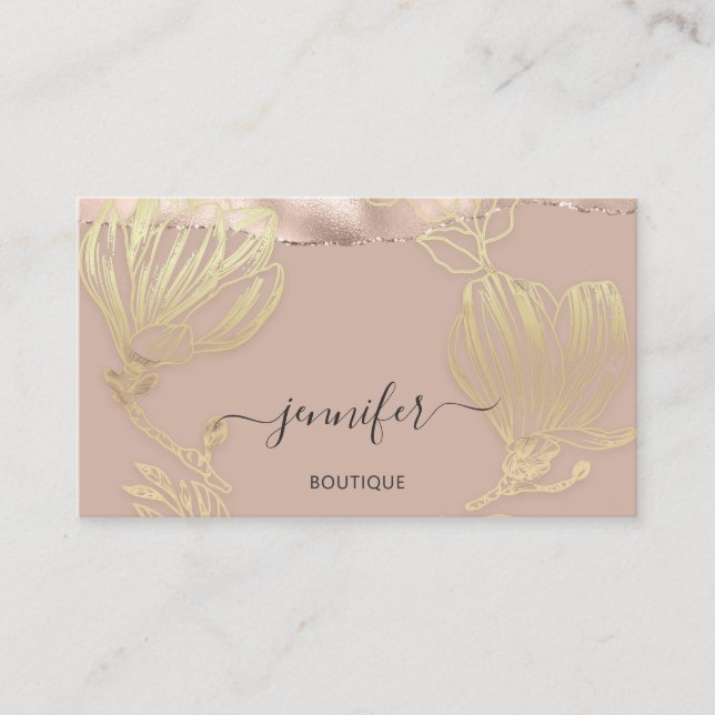 Cartão De Visita Compro Boutique Código QR Rosa Floral (Frente)