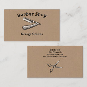Cartão De Visita Compro Clássico Vintage Razor Barber Minimalista
