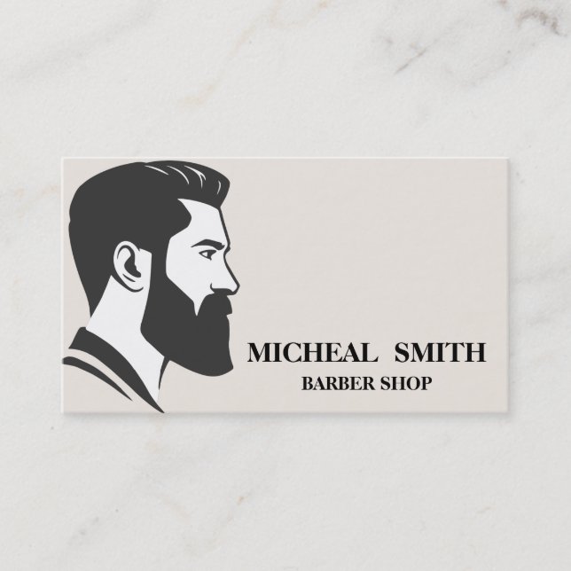 Cartão De Visita Compro de Barber Branco e Preto Minimalista Simple (Frente)