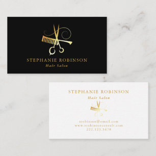Cartão De Visita Compro de Barber de Script Dourado Stylist de Cabe